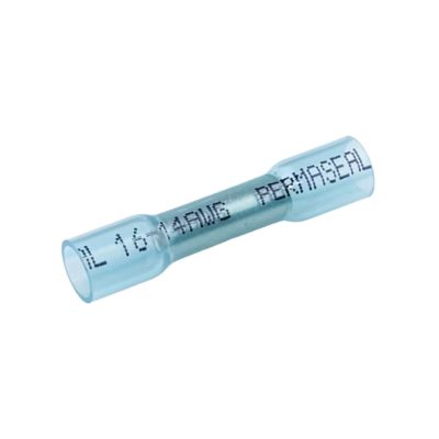 16–14 AWG Butt Connector, Blue, Heat Shrink