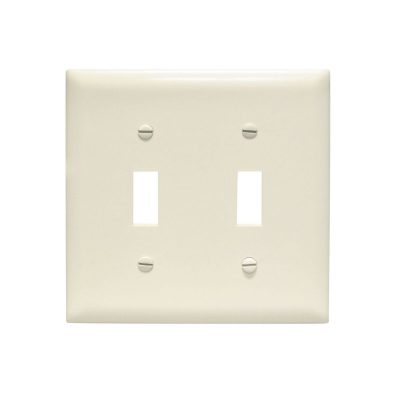 Legrand Pass & Seymour TP2-LA – Toggle Switch Wall Plate, 2-Gang, Light Almond, Nylon