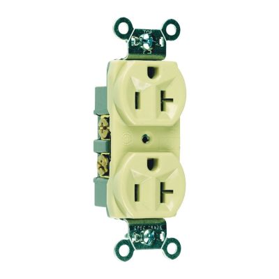 Legrand Pass & Seymour CR20I – Duplex Receptacle, 20A, 125V, Ivory, Commercial Grade