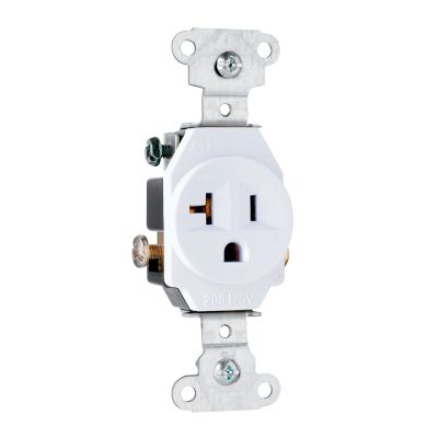 Legrand Pass & Seymour 5351W – Single Receptacle, 20A, 125V, White, Spec Grade
