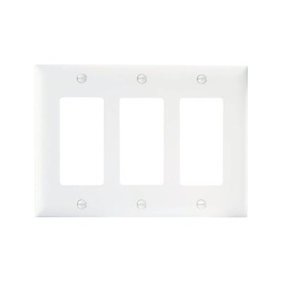 Legrand Pass & Seymour TP263W – Decorator Wall Plate, 3-Gang, White, Nylon