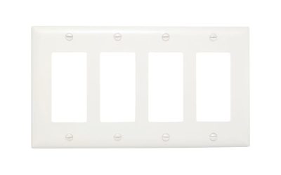 Legrand Pass & Seymour TP264W – Decorator Wall Plate, 4-Gang, White, Nylon
