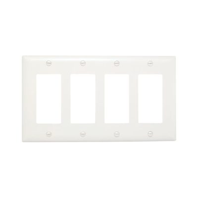 Legrand Pass & Seymour TP264W – Decorator Wall Plate, 4-Gang, White, Nylon