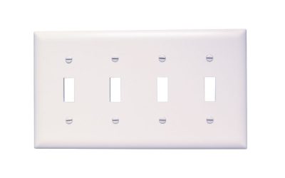 Legrand Pass & Seymour TP4W – Toggle Switch Wall Plate, 4-Gang, White, Nylon