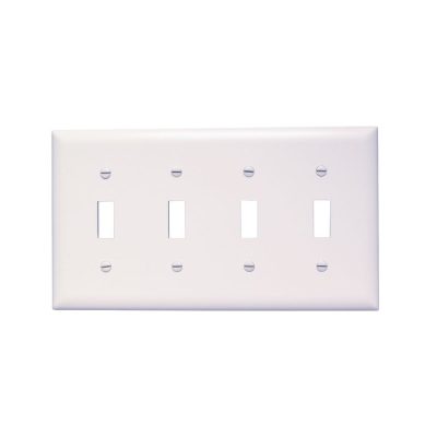 Legrand Pass & Seymour TP4W – Toggle Switch Wall Plate, 4-Gang, White, Nylon