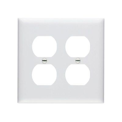 Legrand Pass & Seymour TP82W – Wall Plate, 2-Gang, 2 Duplex Receptacles, White, Nylon