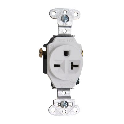 Legrand Pass & Seymour 5851W – Single Receptacle, 20A, 250V, Side Wire, White