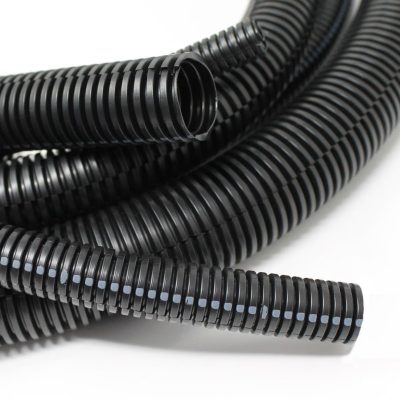 Drossbach 07LNDBSG0000XZS – 1/4" Black Nylon Slit Tube – Gray-Striped, 3,200' Carton