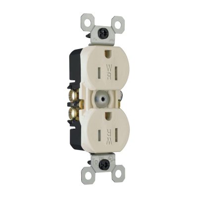Legrand Pass & Seymour 3232TRWRLA – Duplex Receptacle, 15A, 125V, TR/WR, Light Almond